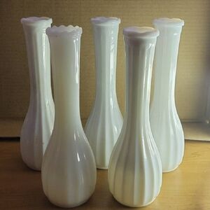 Milk Glass Vases, set of 5, Wedding vases, Shabby Chic Wedding,  Country Cottage